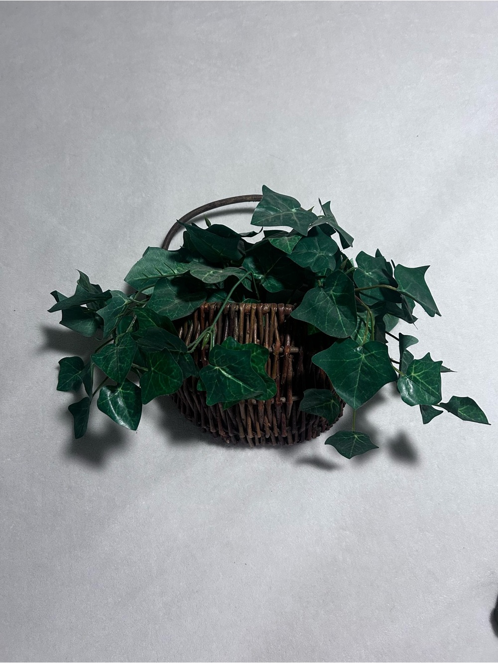 Hanging wall decor basket ivy vine boho farmhouse fake floral living room her